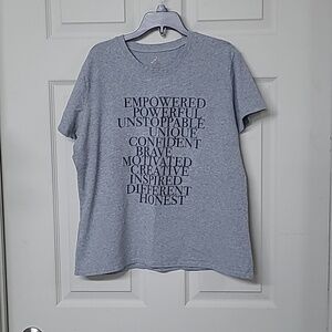 Empowerment Statement Top Gray Crewneck Short Sleeve Wearable Mantra GUC